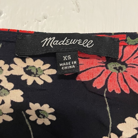 Madewell Hillside Daises Floral Tie Front Short‎ Sleeve Blouse Size XS - Picture 3 of 5